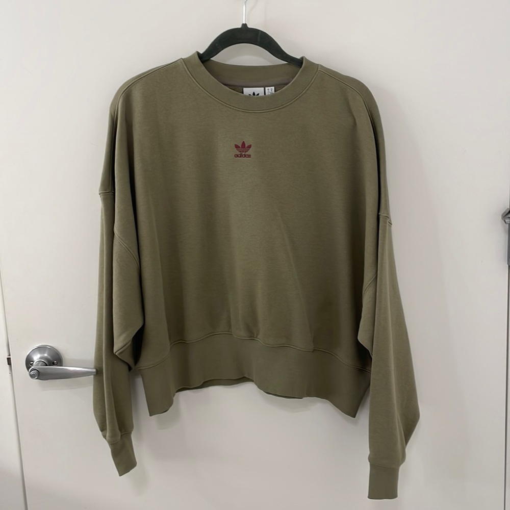 Green Adidas Oversized Cropped Sweatshirt